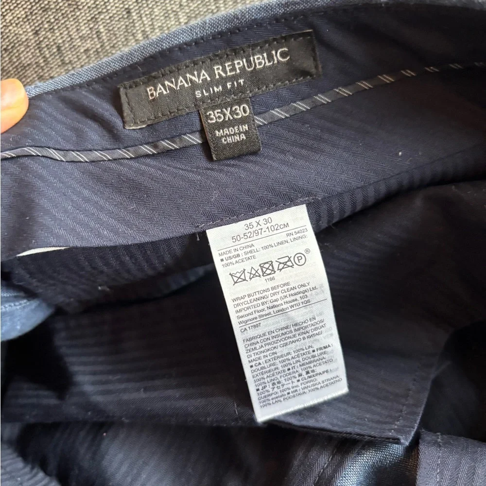 BANANA Republic blue linen suit trousers slim 35 x 30